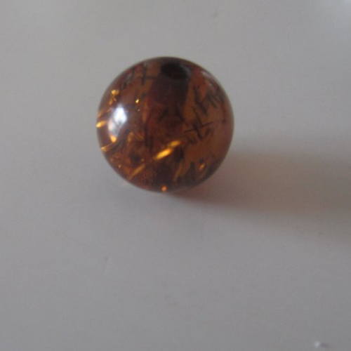 Lot  de 35 perles en acrylique - rondes  - couleur marron et dorées