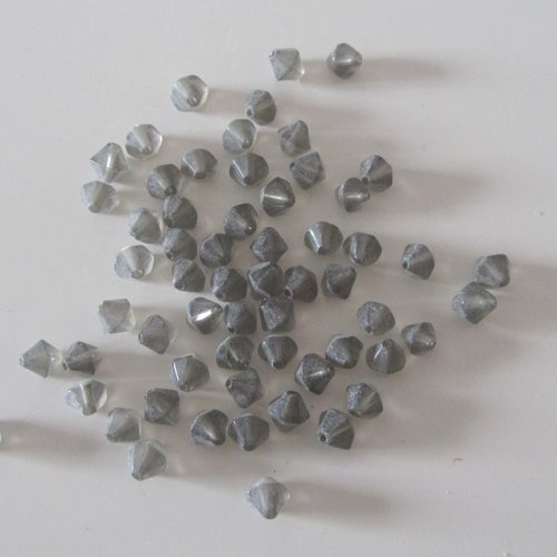Lot de perles de verre - mini toupies de couleur gris - dimension 5 mm