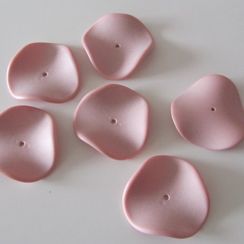 Lot de 6 grosses perles en résine de forme irrégulière - 43 x 43 mm - roses