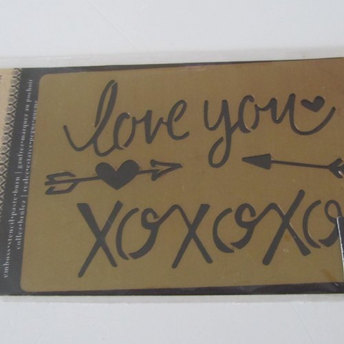 Pochoir  en laiton de myartc -  inscription love you - flèches et xoxoxo