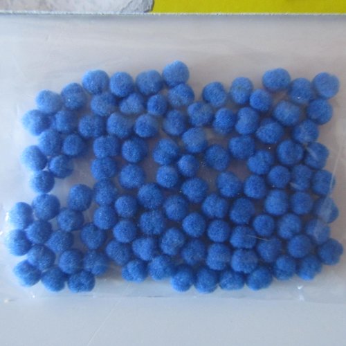Sachet de 100 minuscules pompons  - en acrylique pour vos créations  - bleu