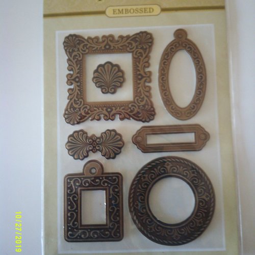 Sachet de 7 décorations en plastique couleur bronze - stickers