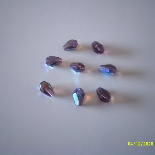 Tube de 8 perles en forme de goutte cristal facettées - 10 mm x 8 mm
