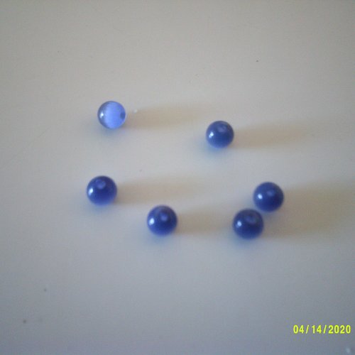Lot de 6 perles en verre rondes de couleur violet et lavande - perles couleur en dégradée