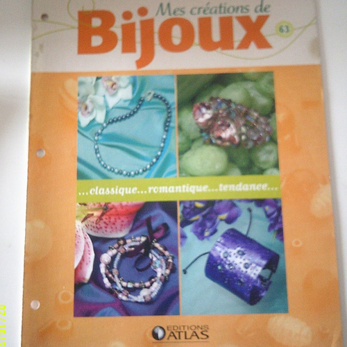 Lot de 10 fiches "mes créations de bijoux - numéro 63 - editions : atlas - mars 2007