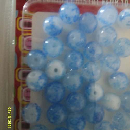 Lot de 34 perles rondes en cristal - 10/12 mm