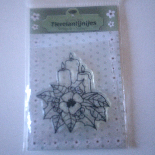 Mini clear stamps - tampon transparent bougies et fleur de noël - 6 cm x 7 cm