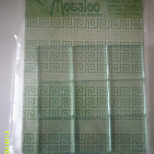 Stamperia - linea mosaïco - 9 mosaïques en verre carré à décorer - 7 cm x 5 cm