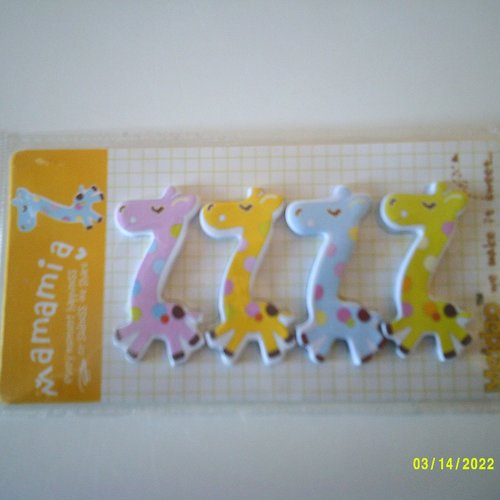 Post-it - stick note -  en forme de girafes - 4 couleurs différentes