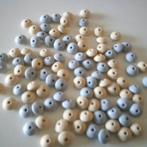 Lot de 100 perles lentille en silicone de 2 couleurs beiges et grises- 12 mm