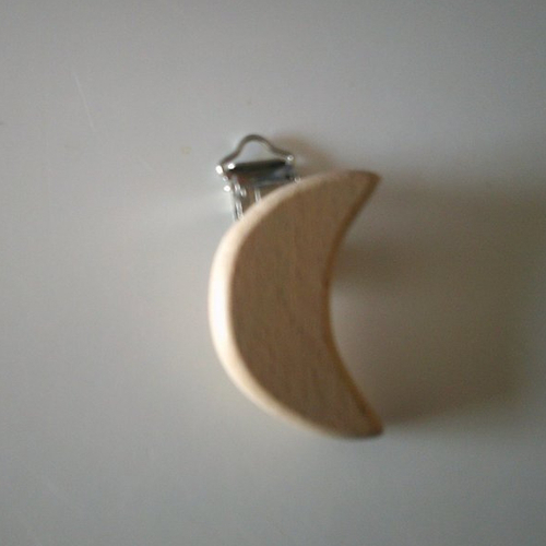 Clip en bois pour attache tétine, sucette en forme de lune