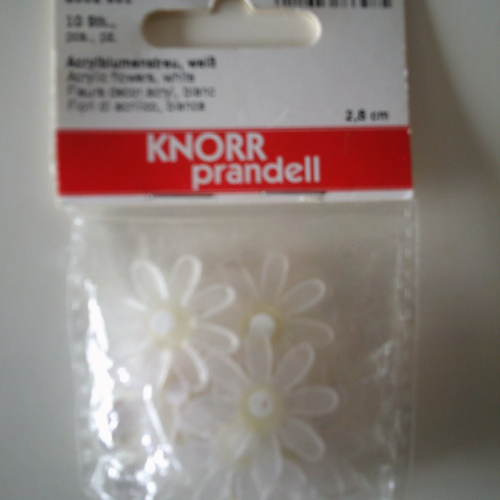Lot de 10 fleurs décoratives en acrylique de couleur blanc transparent  - knorr prandell