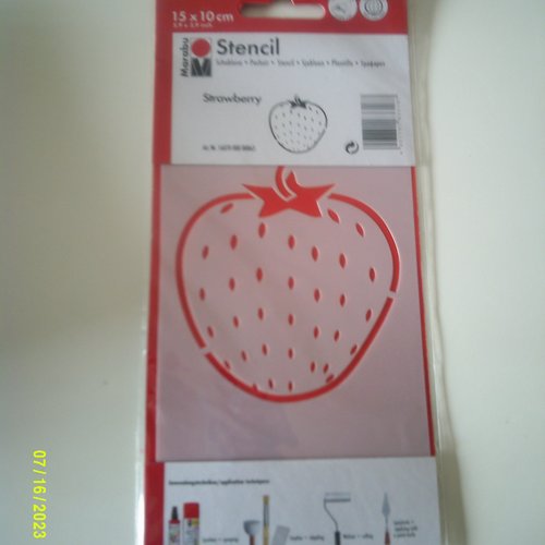 Pochoir, stencil - représentant une fraise - dimension : 15 x 10 cm