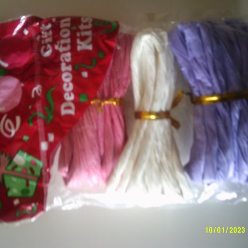 Kit de 3 pelotes de raphia - rose, blanc et lilas