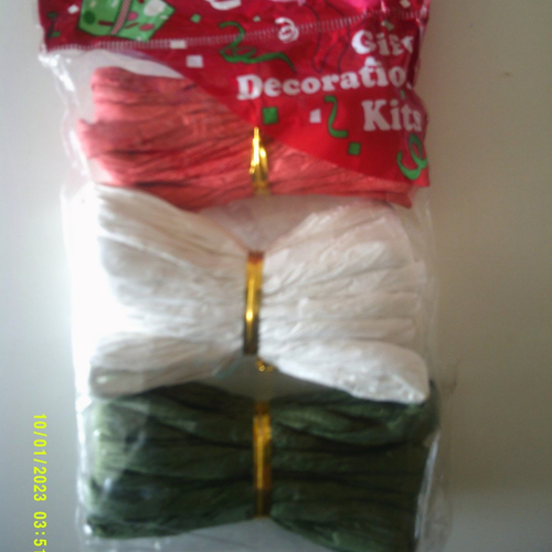 Kit de 3 pelotes de raphia - rouge, blanc et vert