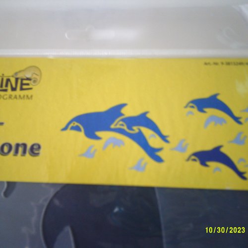 Pochoir stencil  - décoration  - dimension : 40 cm  x 20 cm - dauphins