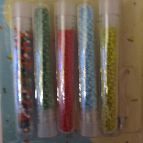 Kit collier ou bracelet en perles de rocailles - multicolore, vert, rouge, bleu et jaune