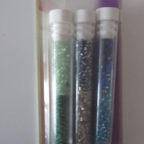Prima création - lot de 3 tubes de perles de verre variées