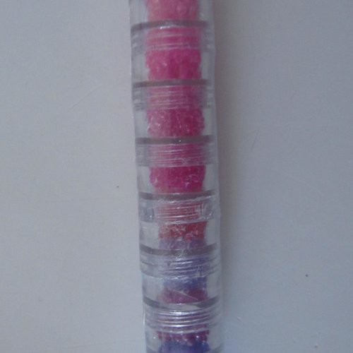 Tour  de 8 boîtes de perles de rocaille dégradé de rose et violet