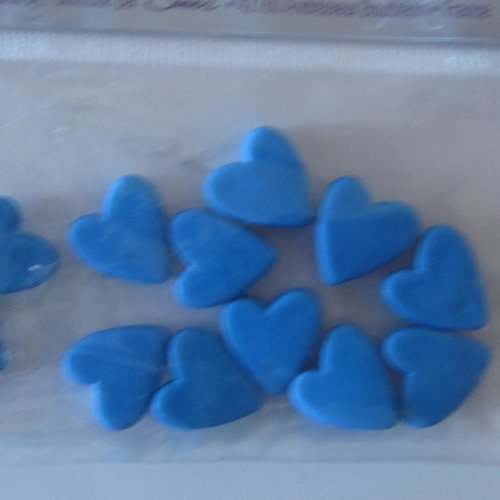 Sachet de 12 perles en forme de coeur en résine de couleur  bleue