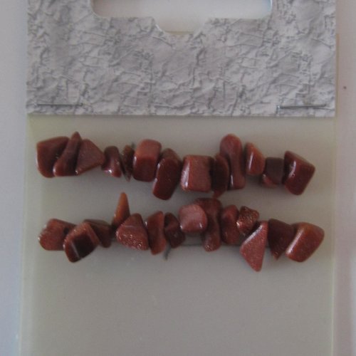 Perles en pierre véritable  - chips - goldstone marron