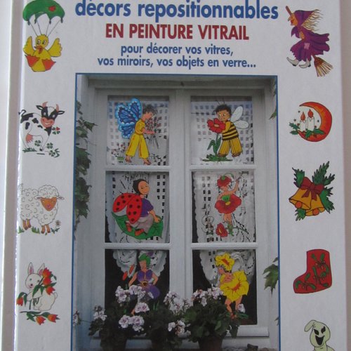Livre "68 décors repositionnables en peinture vitrail" - décorer vitres, miroirs, objets en verre