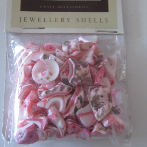 Sachet de 54 grammes de perles de nacre roses clair et écru - différentes tailles - naturelles