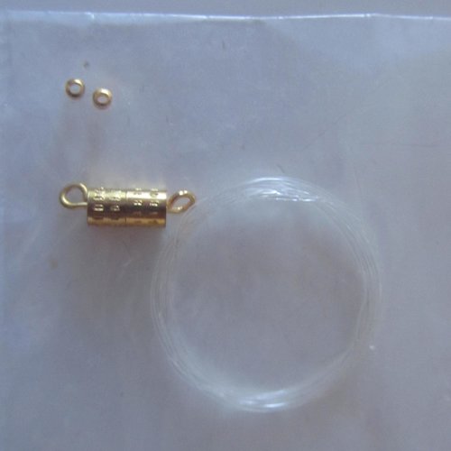 Kit comprenant un fermoir à vis, du fil et des perles à écraser - couleur doré