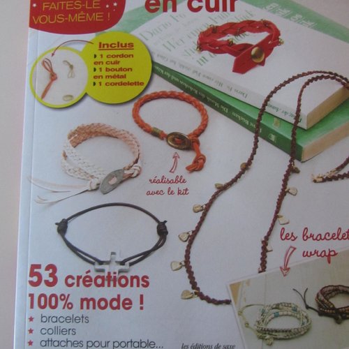 Livre pour la fabrication d'accessoires en cuir avec kit bijoux - 53  créations - Un grand marché
