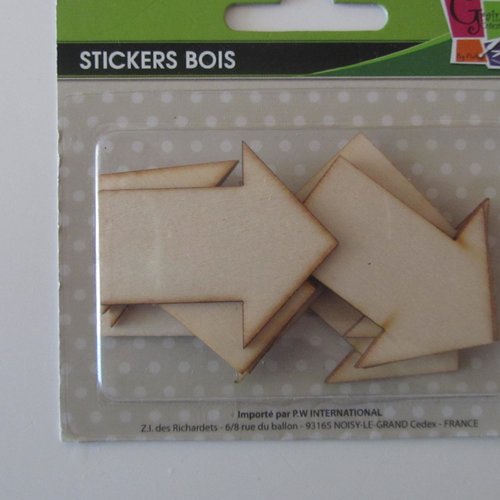 Lot de 8 flèches - stickers en bois adhésif à customiser ou non - 4,6 cm x 4 cm