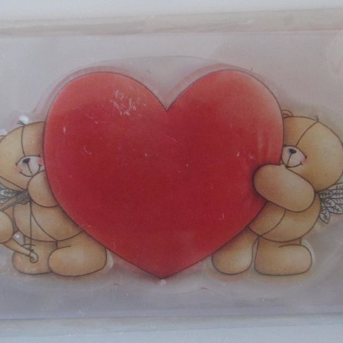 Lot de 2 tampons clear couleur représentant  un gros coeur et deux petits ours anges