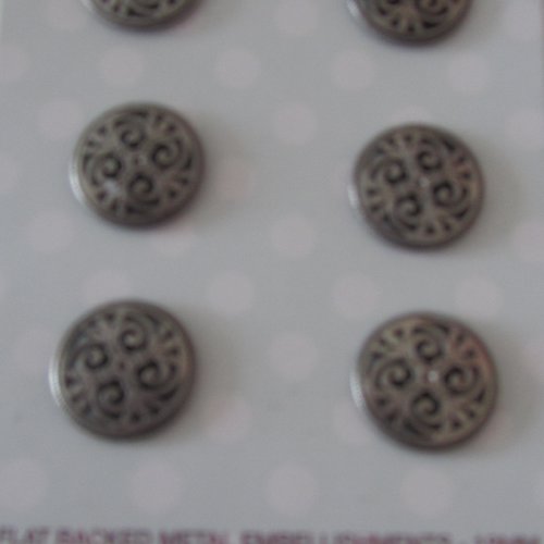 Pack de 6 boutons vintage métal argenté -  embellissements - 18 mm