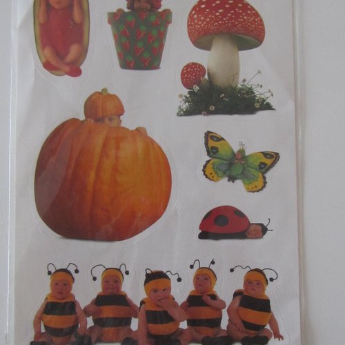 Planche de très jolis stickers autocollants  anne geddes - automne