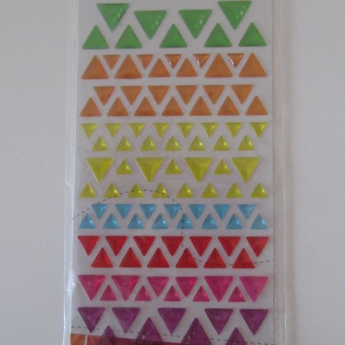 Lot de 121 stickers époxy géométrie pastel transparents en forme de triangle