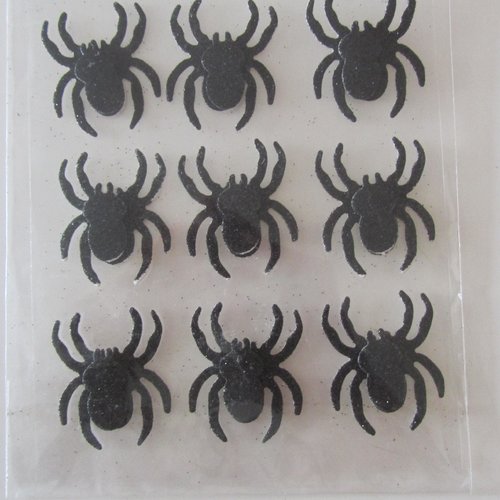 Lot de 9 embellissements - insectes pour loisirs créatifs - araignées à paillettes