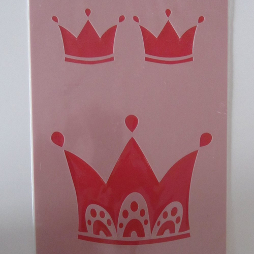 Lot de 3 pochoirs, stencils, ornements - "3 couronnes" - pour princesse  ou reine