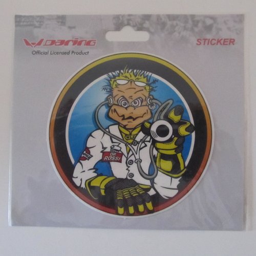Sticker adhésif, badge  représentant un docteur fou -  pour décoration, scrapbooking - 9,5 cm