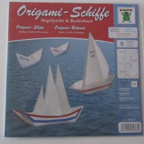 Kit de création avec instruction - origami - yacht à voile et barque - 6 modèles - 20 x 20 cm