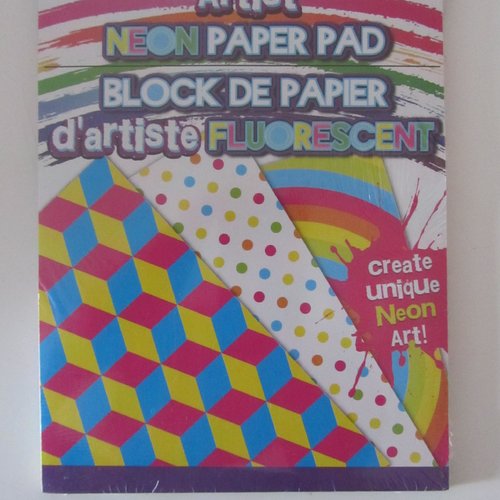 Block de papier d'artiste fluorescent - 30 feuilles - 90 gr - 12,7 x 17,78 cm