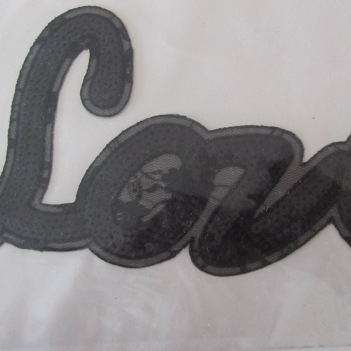 Stickers déco - "love" en dentelle rebrodée de paillettes, sequin - décoration mur, lampe, coussin