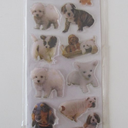 Planche de 11 stickers autocollants sur le thème des chiens