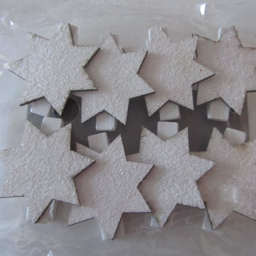 Lot de 8 pinces à linge épingles, étoiles blanches pailletées - pour les fêtes en marque place ou décoration