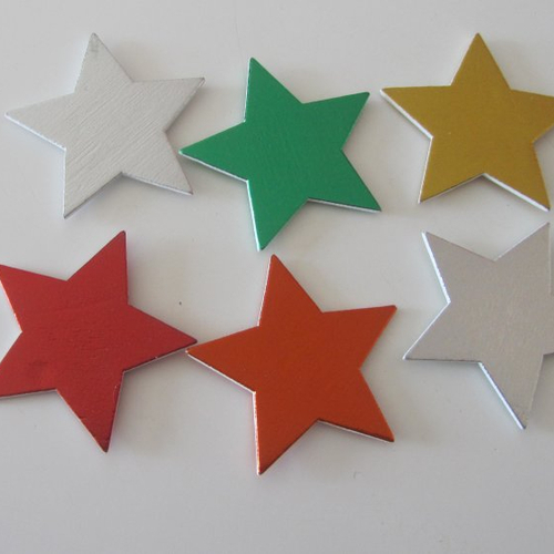 6 stickers en bois représentant des étoiles adhésives
