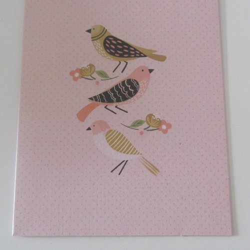 Ravissante carte double avec enveloppe - petits oiseaux