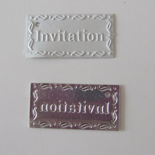 Sachet de 6 étiquettes métal repoussé avec inscription : invitation