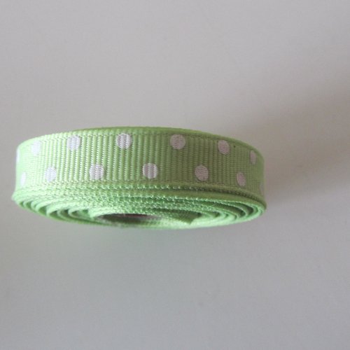 Rouleau de masking tape tissu style gros grain à pois de couleur vert anis