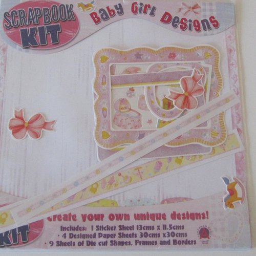Kit pour scrapbooking comprenant différentes planches et feuilles - thème  baby girl designs