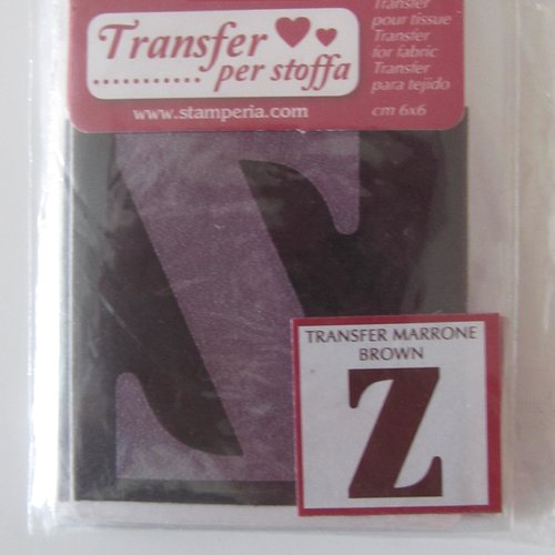 Transfert pour tissu - lettre z - couleur marron - 6 cm x 6 cm