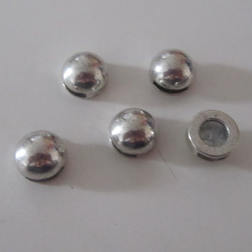 Lot de 5 perles en métal passe cordon ou ruban à glisser pour bracelet