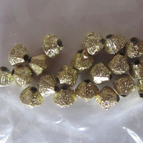 Lot de 20 perles  toupies en résine métallisée - de couleur dorée